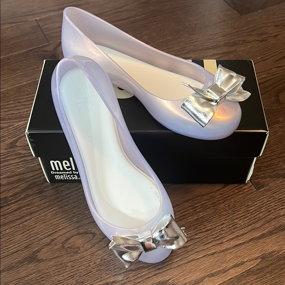 Girls Pearly White Flat with Bow Brand New in Box